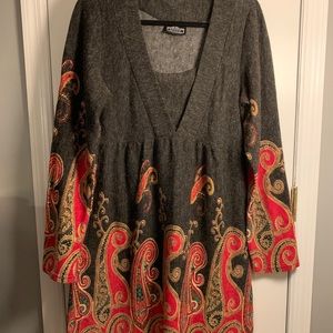 Angie Gray & Red Paisley Long Sleeve Dress